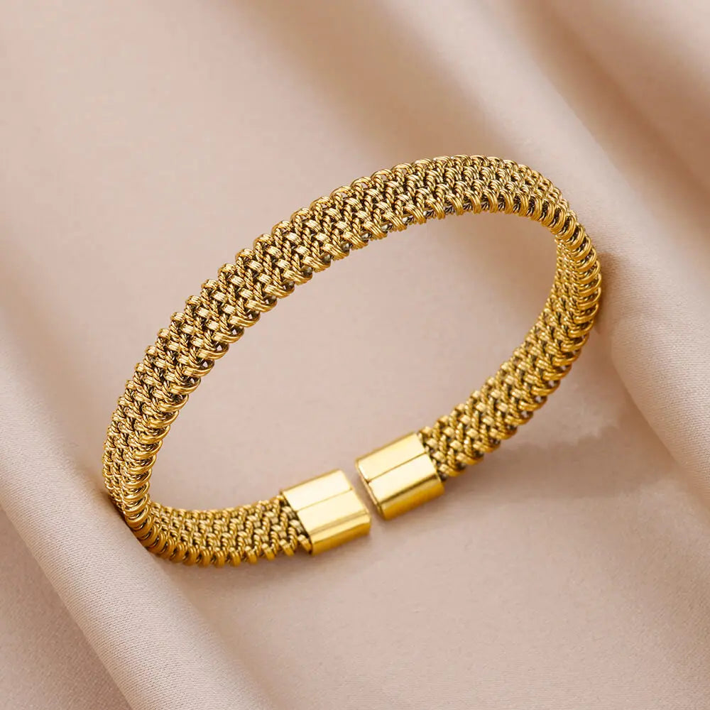 Stainless Steel Bangles Bracelets for women Trendy Aesthetic Opening Bangles Jewelry Wedding Gift pulseras mujer bijoux