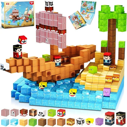 STEM Magnetic Blocks Build Pirate ship Magnet Fun and Educational Playset for Children Building Toys Christmas Halloween toy