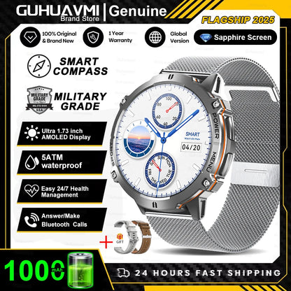 T-Rex 3 Military Grade 1000mAh Battery Smart Watch 10ATM Waterproof GPS Compass Altimeter Call AMOLED Men Swim Sports Smartwatch