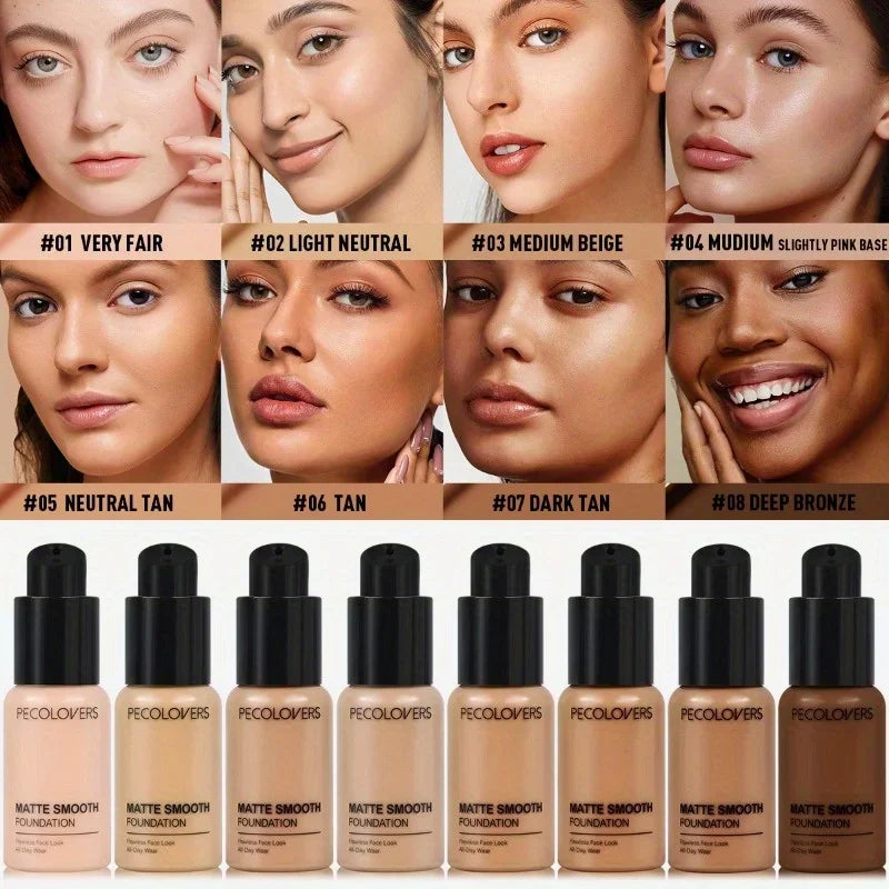 Full Coverage Concealer Foundation - Long-Lasting, Waterproof Natural Matte Finish for Flawless Skin Easy To Create Daily Makeup