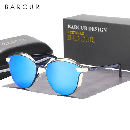 BARCUR Style Polarized Sunglasses For Women Catmore Round Sun Glass Ladies Woman Eyewear Accessory UVAB Protection