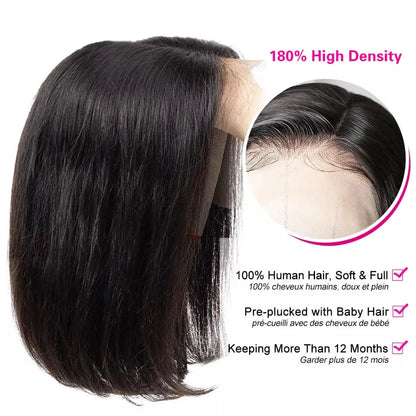 Glueless Human Hair Wigs Brazilian Straight Bob Wig 5x5 Pre Cut Lace Wigs For Women 13x4 Transparent Lace Front Human Hair Wigs