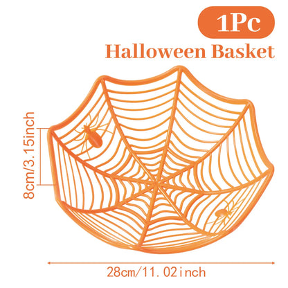 Halloween Spider Web Dessert Basket Halloween Party Decor 2025 Candy Bowl Haunted House Trick or Treat Party Supplies Snack Tray