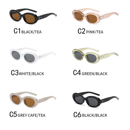 New 2025 Oval Sunglasses for Men Women Fashion Retro Brand Design Shades Eyewear Female Candy Color Goggle Fishing Sun Glasses