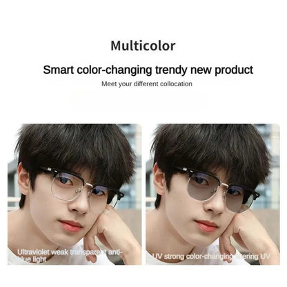 Photochromic Anti Radiation Glasses Eyeglass Eyeglasses for Woman Men Vintage Eyebrow Frame Glasses Fashion Eyewear