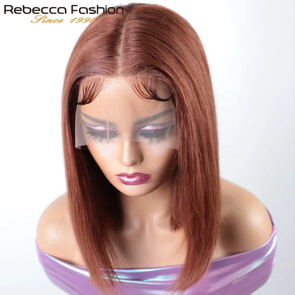 Short Cut Colored Pink Bob T Part Lace Wigs Human Hair Wigs 180D Transparent Ombre Pink Brazilian Straight Lace Front Wigs