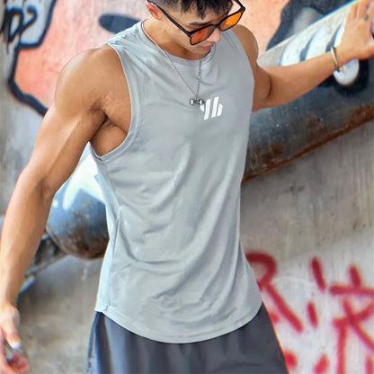2025 newest Summer Gym Vest High Quality mesh Shirt Sleeveless T-shirts Men Tank Tops running Fitness Sports Vest men Clothing
