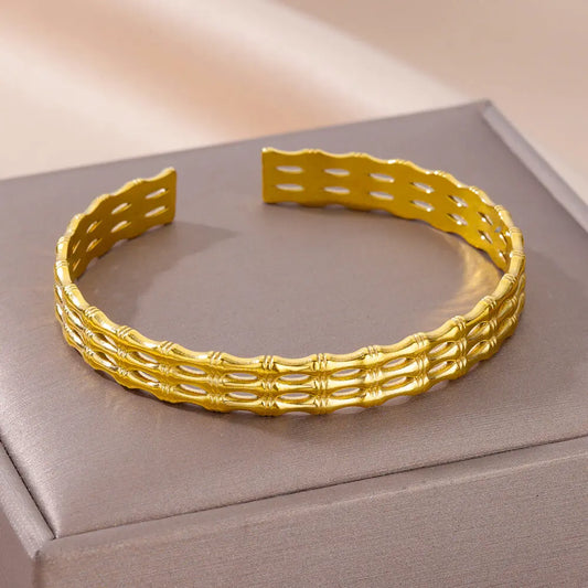 Stainless steel bracelets for women, trendy aesthetic opening bangles jewelry, wedding gift, pulseras mujer bijoux.