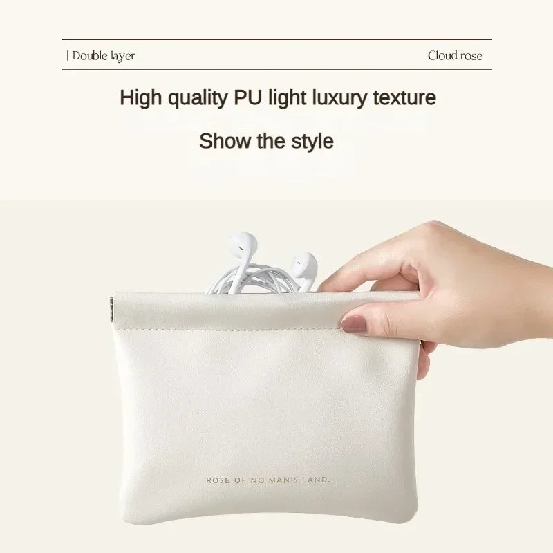 New Simple Mini PU Leather Lipstick Makeup Storage Bag Women Square Small Cosmetic Pouch Portable Make Up Key Organizer Bags