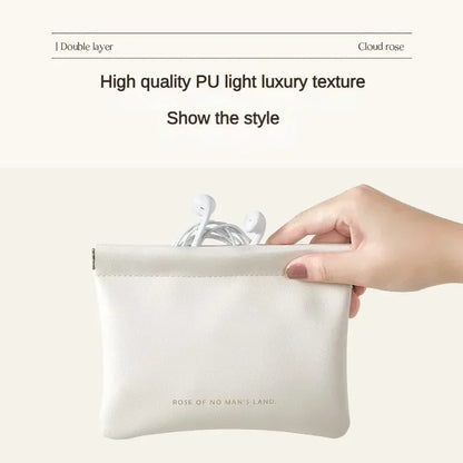New Simple Mini PU Leather Lipstick Makeup Storage Bag Women Square Small Cosmetic Pouch Portable Make Up Key Organizer Bags