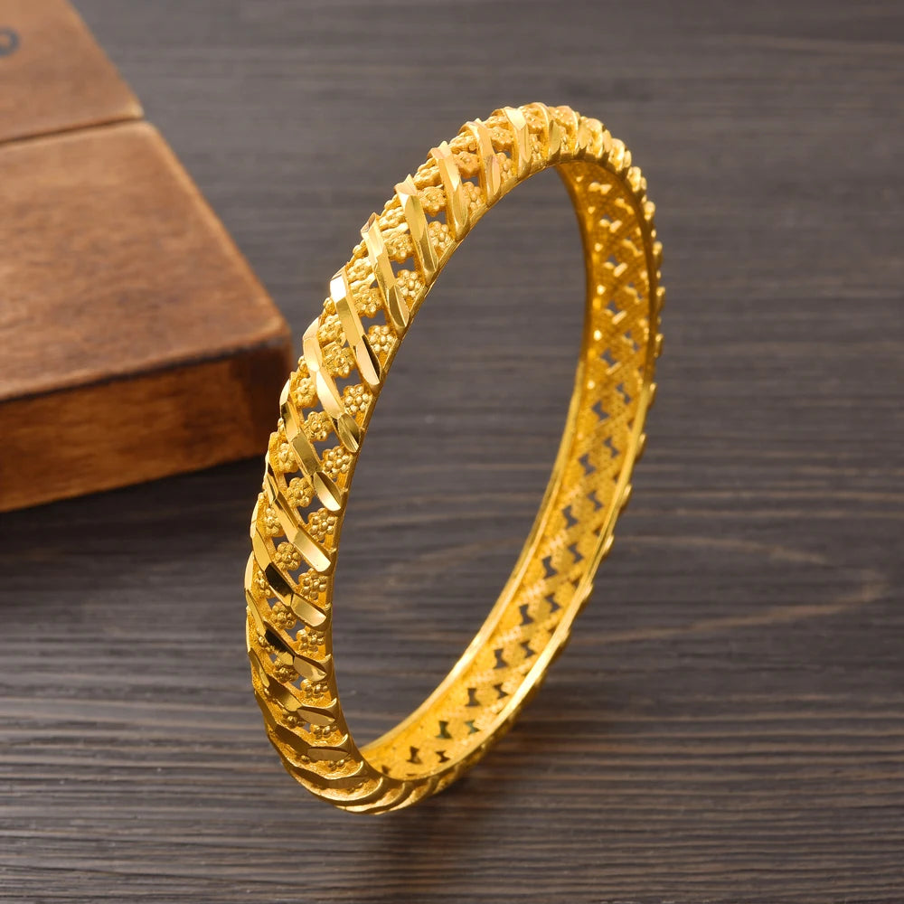 Bangrui 24K Dubai Gold Color Wedding Jewelry For Women Men Saudi Arab Bracelet&Bangles