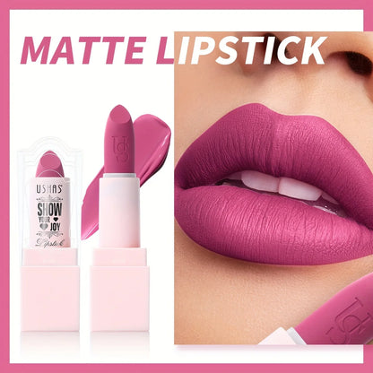 USHAS Purple Matte Lipstick Long Lasting Waterproof 6 Color Lipsticks Sexy Nude Velvet Halloween Brown Moisturizing Lip Makeup