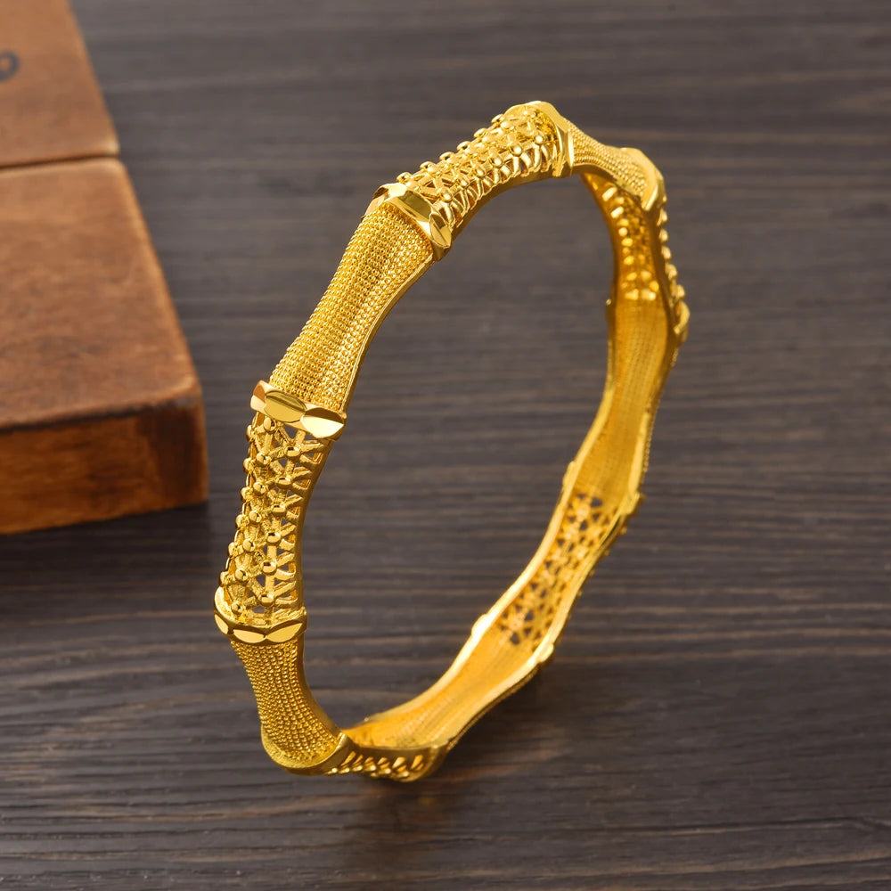 Bangrui 24K Dubai Gold Color Wedding Jewelry For Women Men Saudi Arab Bracelet&Bangles
