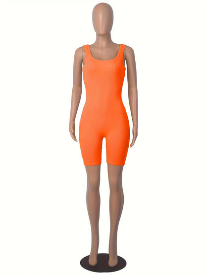 Women knitting solid sleeveless Bodycon romper playsuit ladies Skinny jumpsuit
