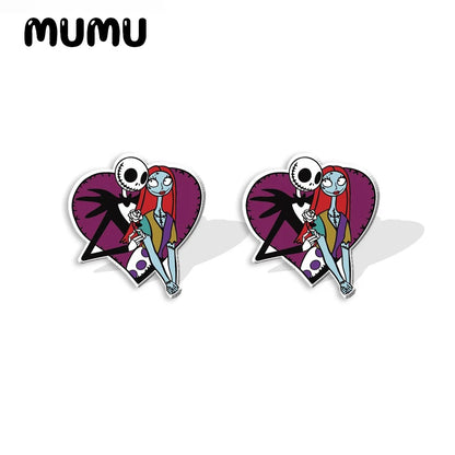 2024 New Nightmare Before Christmas Stud Earring Halloween Epoxy Jewelry Resin Acrylic Earrings Handmade Gifts Girl