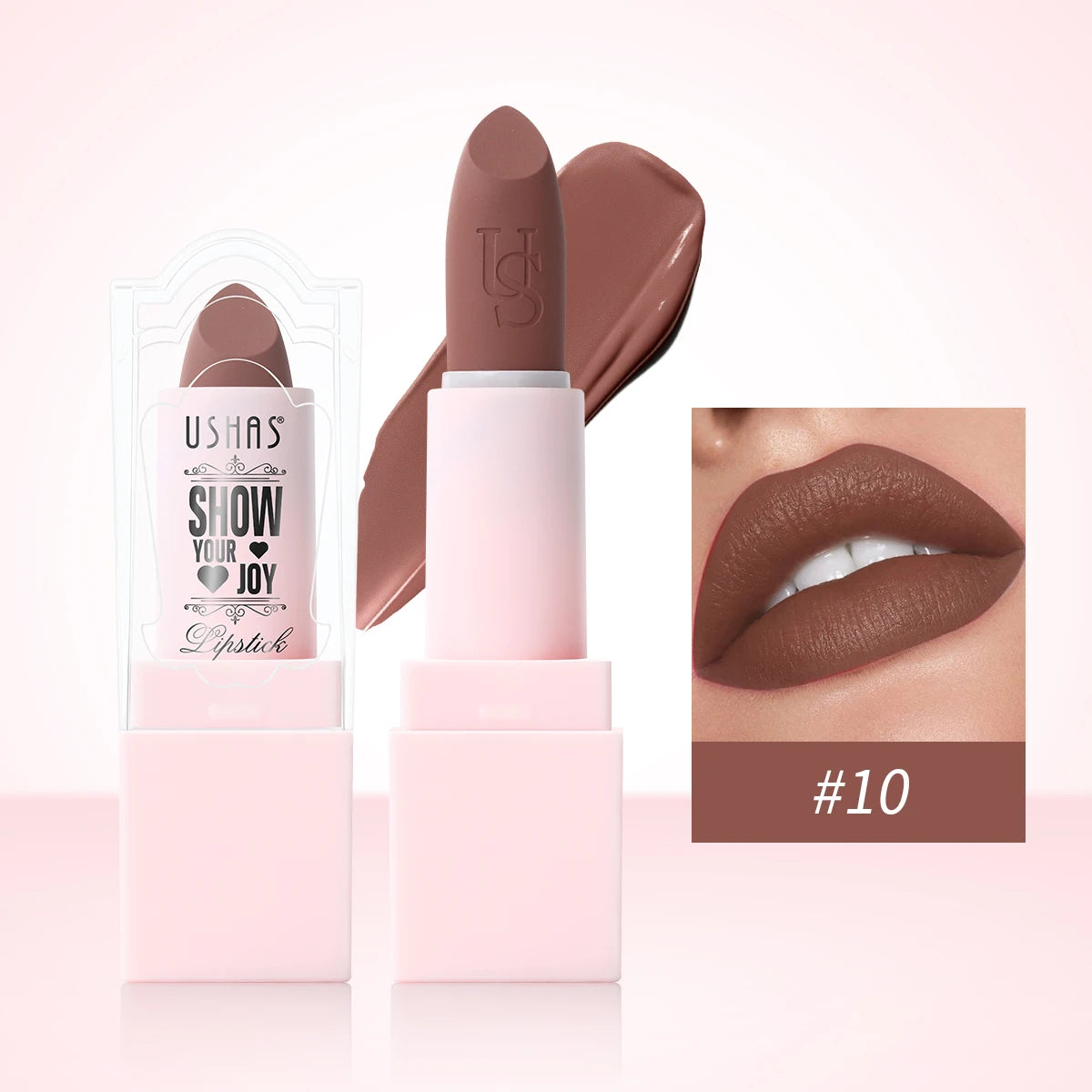 USHAS Purple Matte Lipstick Long Lasting Waterproof 6 Color Lipsticks Sexy Nude Velvet Halloween Brown Moisturizing Lip Makeup