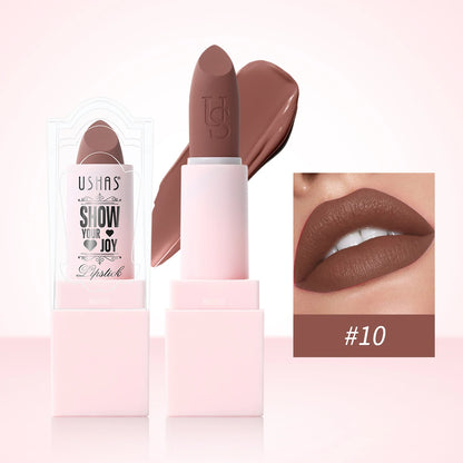 USHAS Purple Matte Lipstick Long Lasting Waterproof 6 Color Lipsticks Sexy Nude Velvet Halloween Brown Moisturizing Lip Makeup