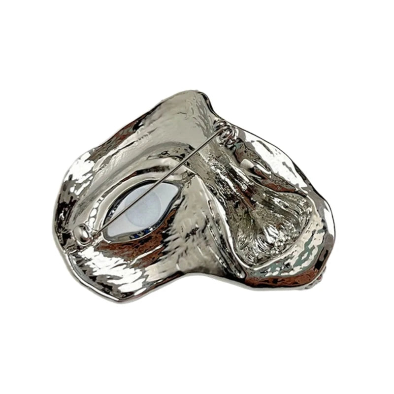 Vintage Half Face Brooch Lapel Pin Simple Sweater Brooches Orcs Mask Exaggerated Alloy Pin Jewelry for Women Man