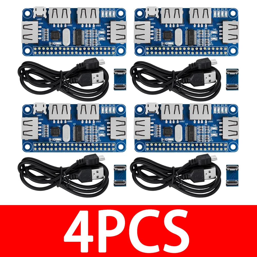 4 Ports USB HUB HAT For Raspberry Pi 3 / 2 / Zero W Extension Board USB To UART For Serial Debugging Compatible With USB2.0/1.0