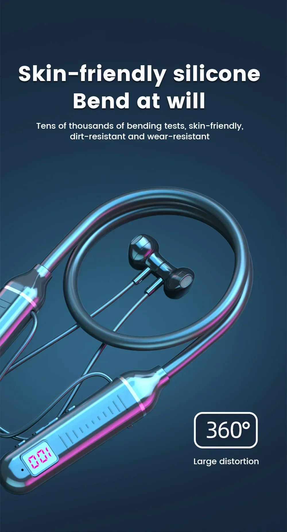 Bluetooth 5.2 Earphones Neckband Headphones TWS Wireless Headsets HiFi Stereo LED Digital Display Dual Mode Waterproof Earbuds