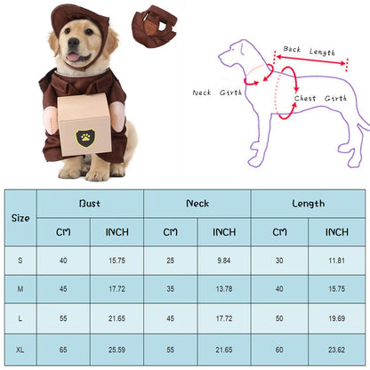 Pet Courier Costume Dress Up Standing Outfit Pet Costumes Funny Dog Cat Cosplay Clothes Role Playing Halloween Decoration