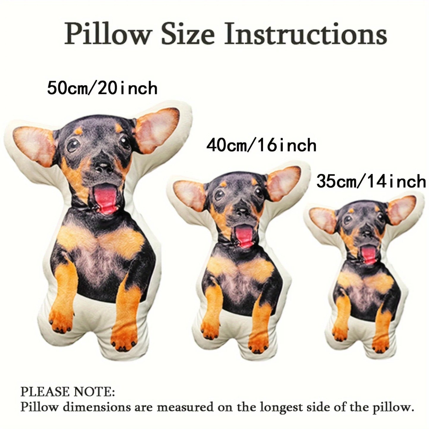 Customized Pet Photo Plush Pillow - Personalized Dog, Cat, and Animal Shapes, Suitable for Birthday, Valentine's Day, Halloween