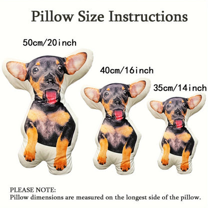 Customized Pet Photo Plush Pillow - Personalized Dog, Cat, and Animal Shapes, Suitable for Birthday, Valentine's Day, Halloween