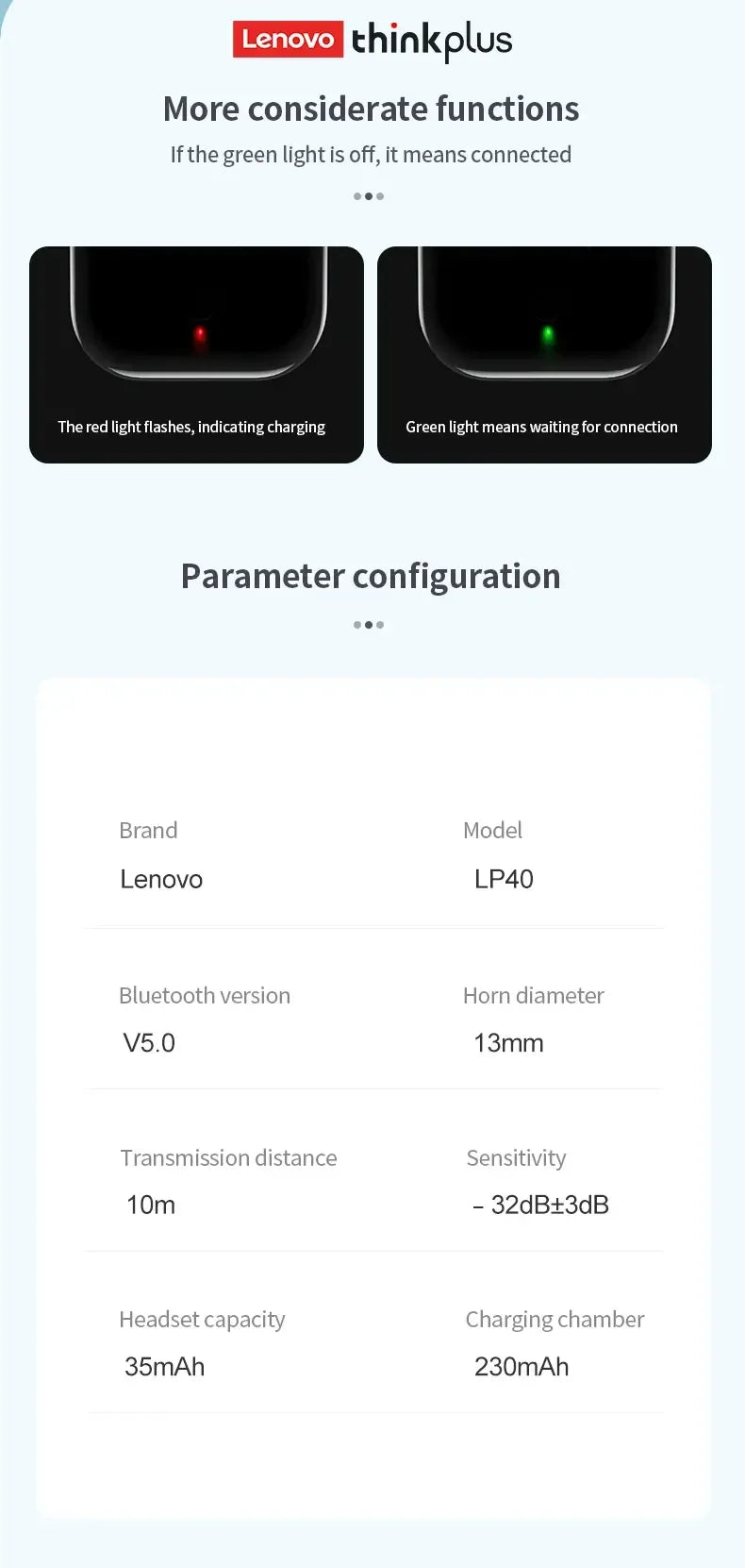 Original LP40 NEW Upgraded Wireless Bluetooth V5.0 Earphones Long Endurance Headphones Low Latency With IPX4 Waterproof Earbuds