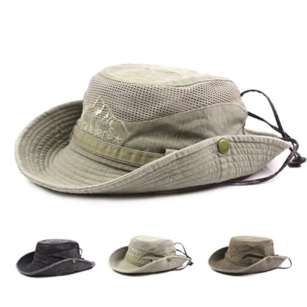 Foldable Cotton Sun Protection Hat Adjustable Breathable Wide Brim Fishing Cap Bucket Hat Jungle Hat Outdoor Camping Accessories