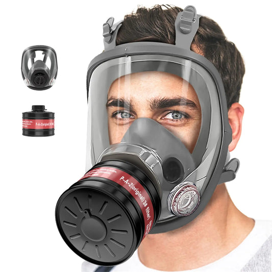 Full Face Gas Masks Survival Chemical Respirator with 40mm Filter, Full Face Respirator Gas Mask with 40mm Activated Carbon Filt