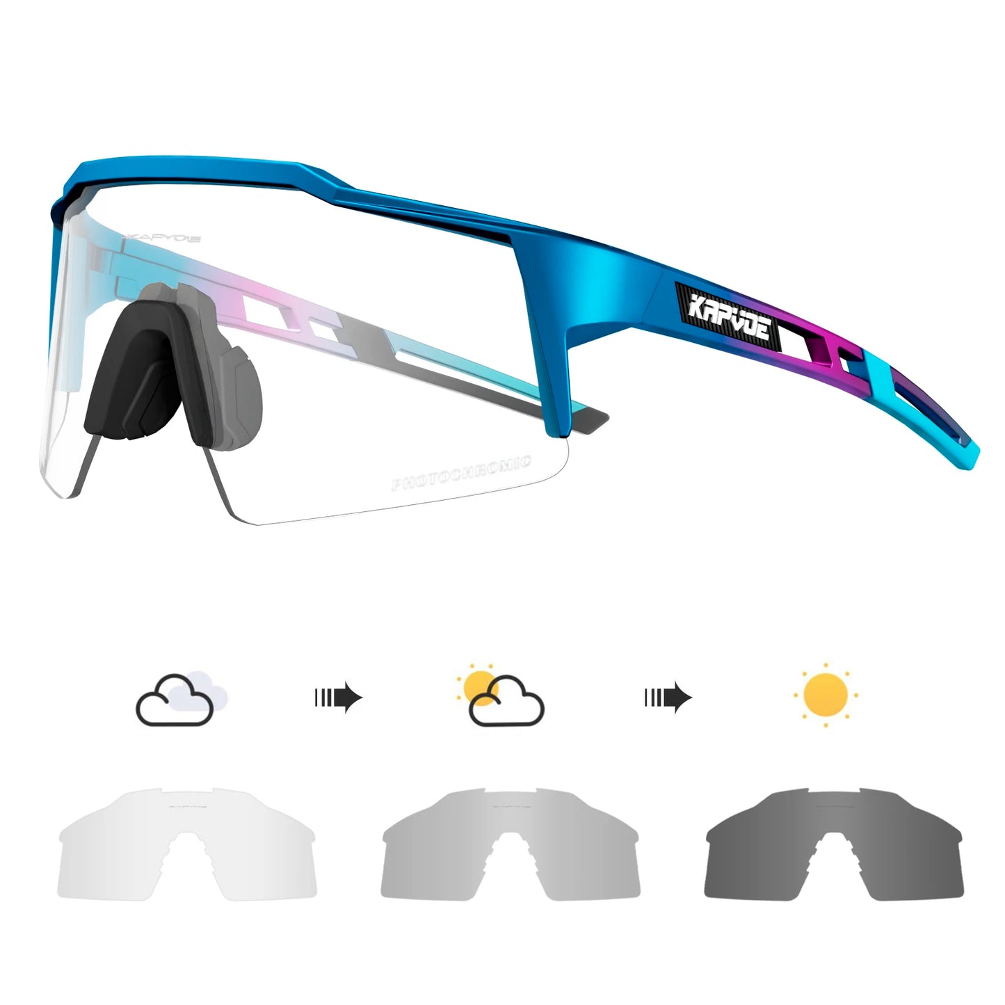 Kapvoe Photochromic Cycling Sunglasses for Men Women Bike Glasses Riding Driving UV400 Mountain Bicycle Goggles Eyewear Sports