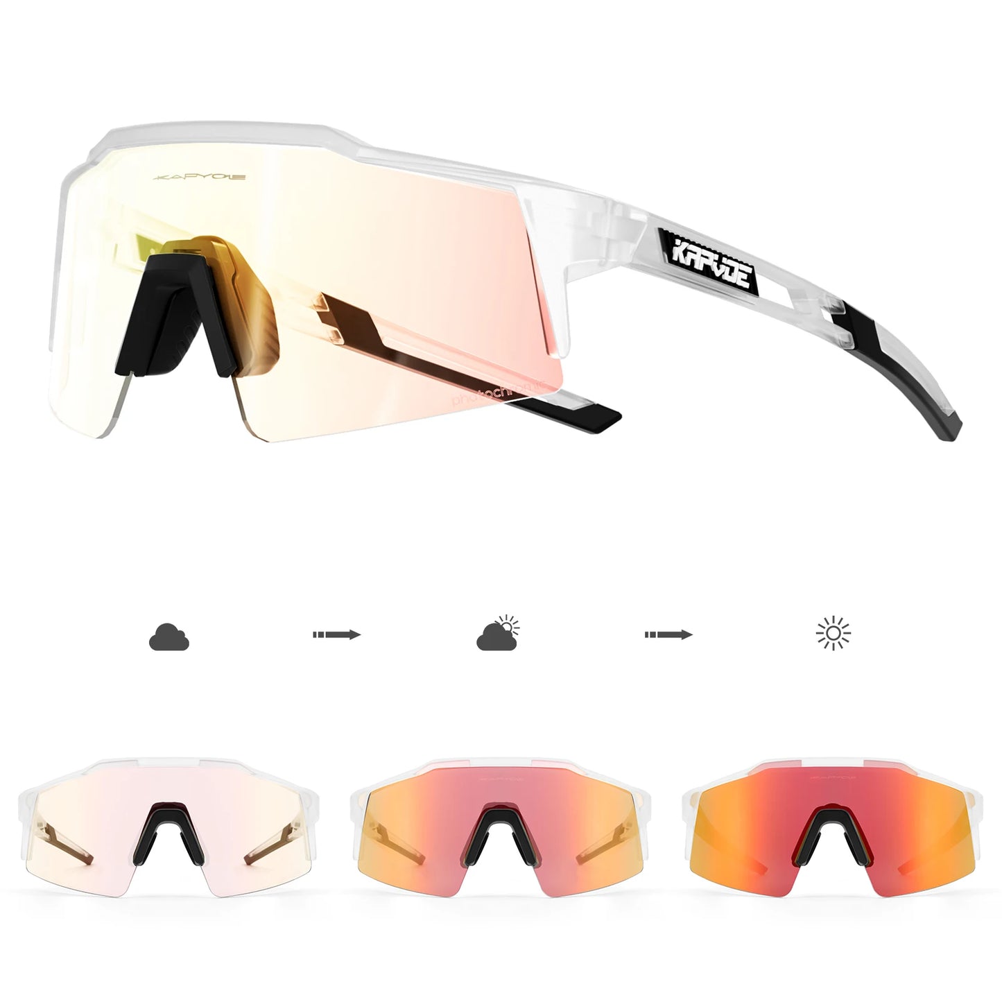 Kapvoe Photochromic Cycling Sunglasses for Men Women Bike Glasses Riding Driving UV400 Mountain Bicycle Goggles Eyewear Sports