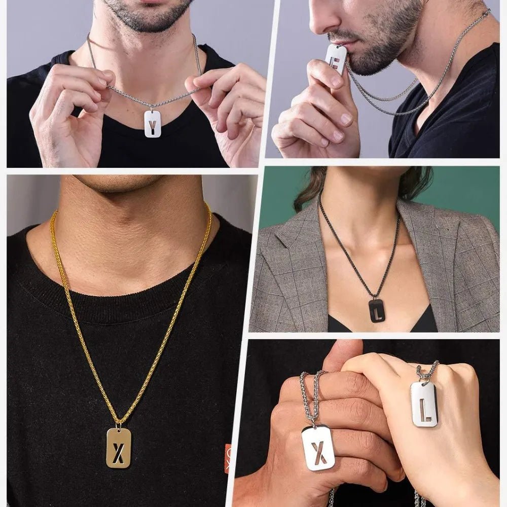Stainless steel Men Women Pendant Necklace Hollow 26 Mother Without Plating Design  Style Hip Hop Chain for Daily Wear and Gift