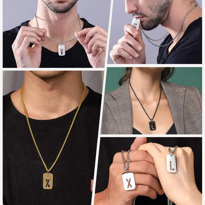 Stainless steel Men Women Pendant Necklace Hollow 26 Mother Without Plating Design  Style Hip Hop Chain for Daily Wear and Gift