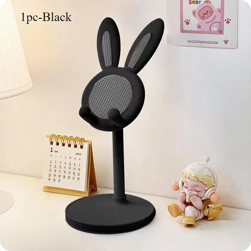 O suporte de telefone móvel de coelho fofo pode levantar e ajustar os acessórios do telefone de mesa suporte de telefone aperto do telefone