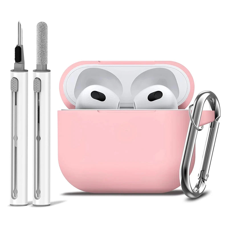 3rd Gen Earphone Case For AirPods 3 Earphone Protective Case With Hook Hole Silicone Cover Earbuds Ear Pads With Cleaner Kit