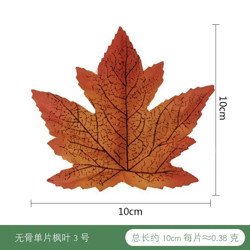 50pcs Artificial Maple Leaf Halloween Harvest Festival Home Decoration Boneless Feel Red Single Piece Artificial Maple Leaf