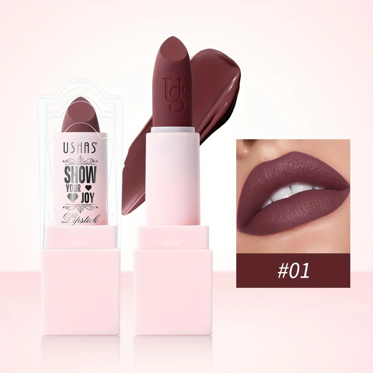 USHAS Purple Matte Lipstick Long Lasting Waterproof 6 Color Lipsticks Sexy Nude Velvet Halloween Brown Moisturizing Lip Makeup