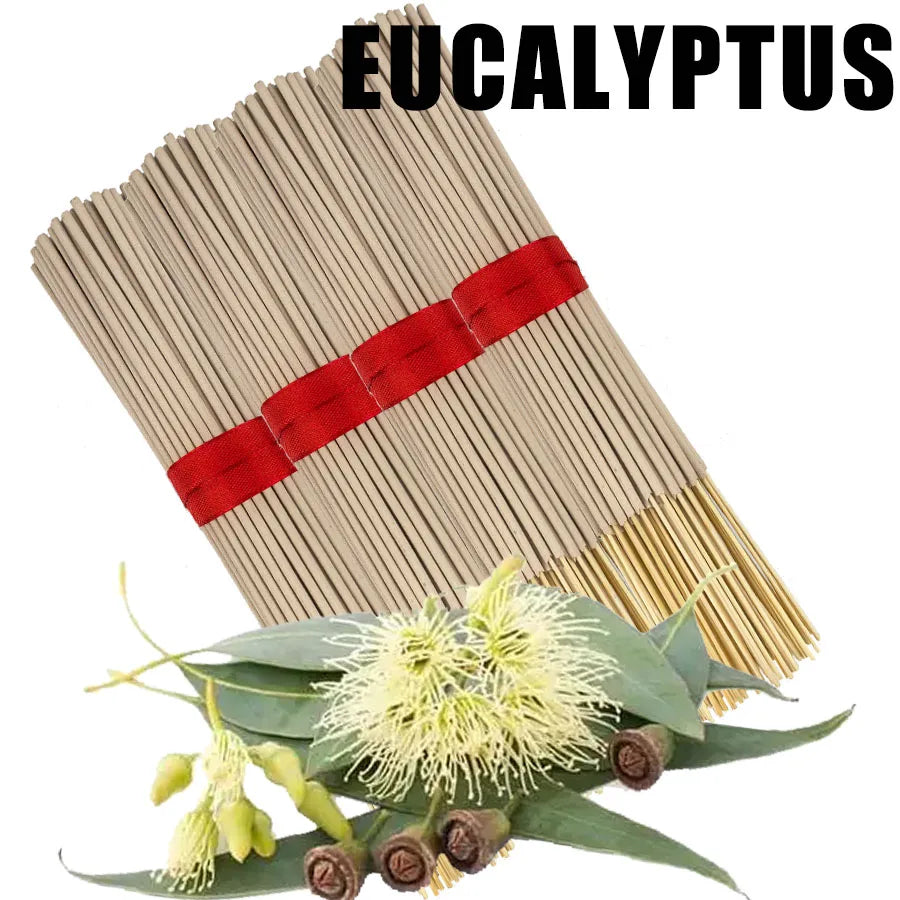 High-Quality Natural Bamboo Eucalyptus Incense Sticks - Long-Lasting Fresh Mint Fragrance, Home Yoga Meditation, Holiday Decoration (Christmas, Halloween, Thanksgiving) - Air Purification and Relaxation Aroma