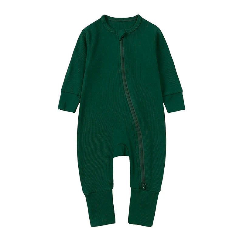 2025 Bamboo Fiber Baby Boys Girls Romper Newborn Bodysuit Long Sleeve Zipper Solid Infant Jumpsuit Toddler Clothes for 0-24M