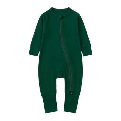 2025 Bamboo Fiber Baby Boys Girls Romper Newborn Bodysuit Long Sleeve Zipper Solid Infant Jumpsuit Toddler Clothes for 0-24M