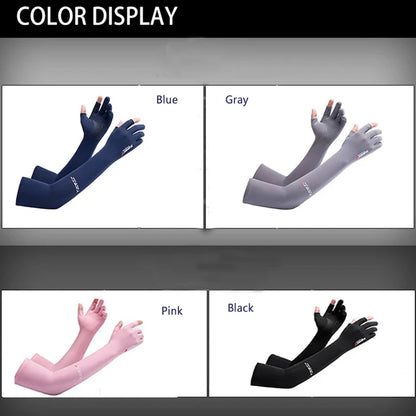 UV Solar Arm Sleeves Long Cuffs for Cycling Men Women Cool Sun Protection Motorcyclist Driving Gloves Hand Cover Summer