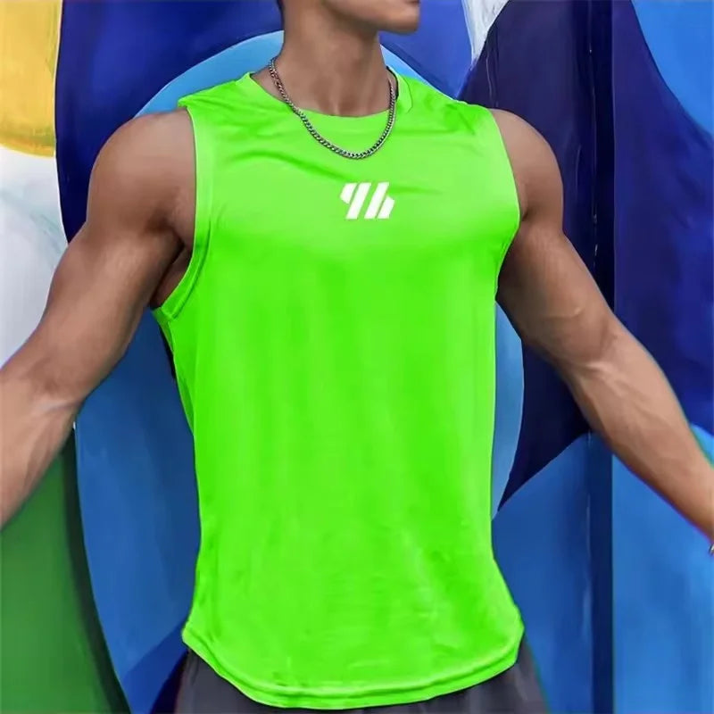 2025 newest Summer Gym Vest High Quality mesh Shirt Sleeveless T-shirts Men Tank Tops running Fitness Sports Vest men Clothing