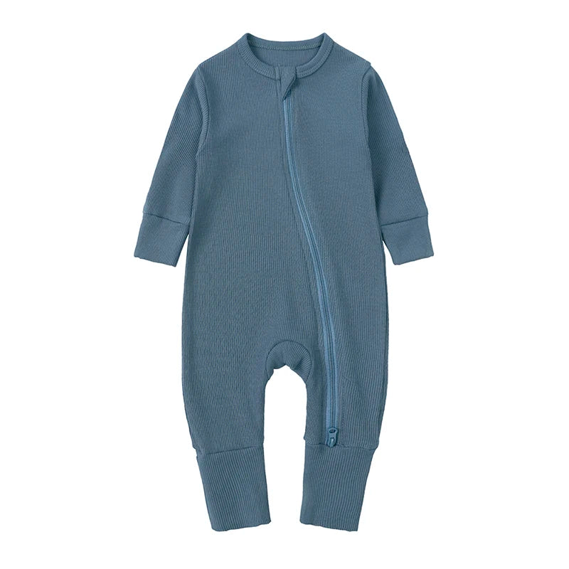 2025 Bamboo Fiber Baby Boys Girls Romper Newborn Bodysuit Long Sleeve Zipper Solid Infant Jumpsuit Toddler Clothes for 0-24M