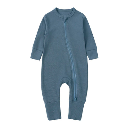 2025 Bamboo Fiber Baby Boys Girls Romper Newborn Bodysuit Long Sleeve Zipper Solid Infant Jumpsuit Toddler Clothes for 0-24M