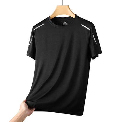 Men's Running Quick Drying T-shirts Breathable Hiking Fishing Tees Soft Elasticity Outdoor Sports Short Shirt Summer