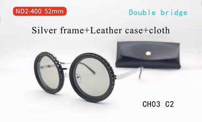 ND9 adjustable dimming sunglasses Retro Punk round men's outdoor fishing UV400 polarized driving sunglasses