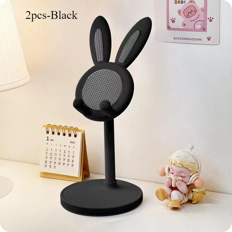 O suporte de telefone móvel de coelho fofo pode levantar e ajustar os acessórios do telefone de mesa suporte de telefone aperto do telefone