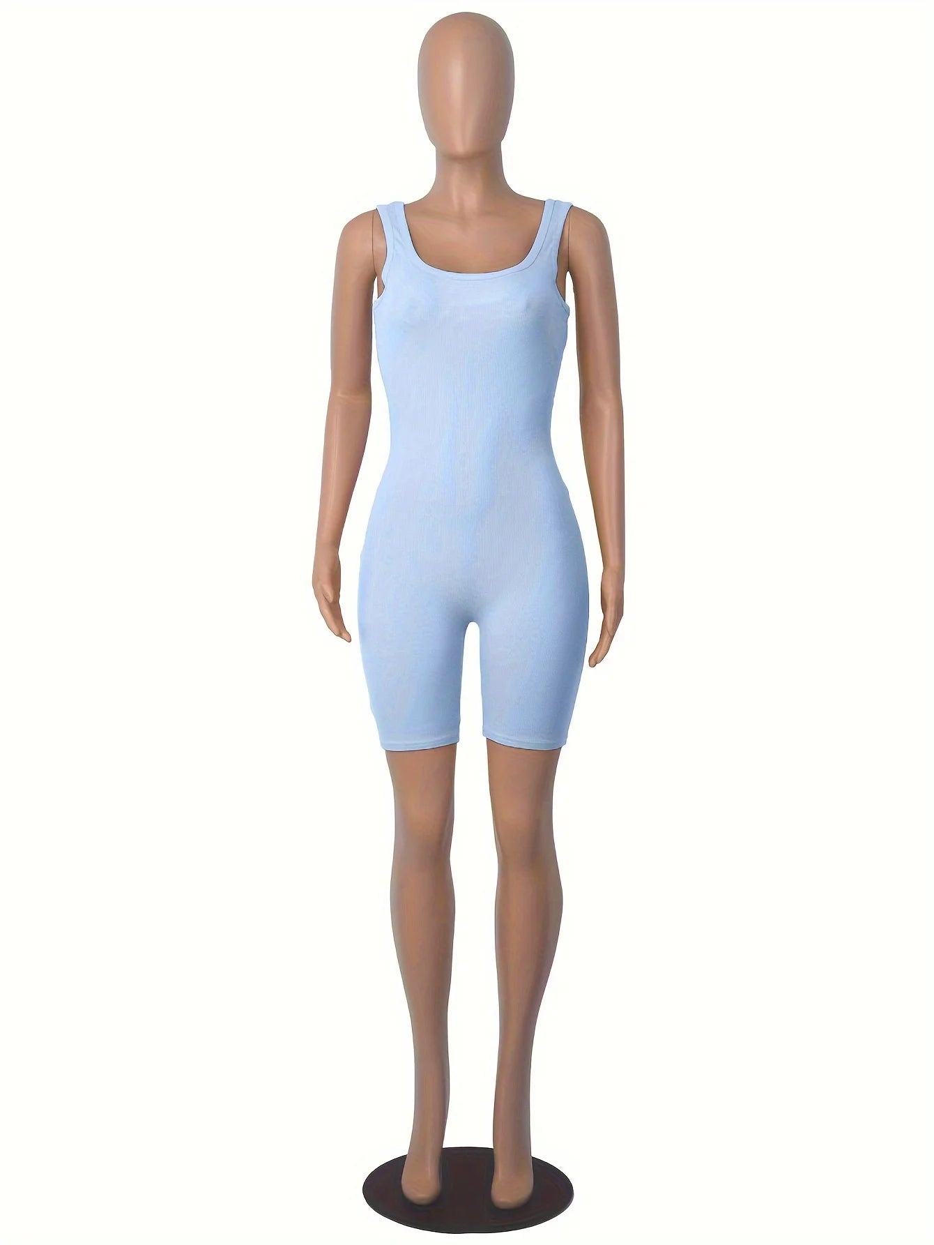 Women knitting solid sleeveless Bodycon romper playsuit ladies Skinny jumpsuit