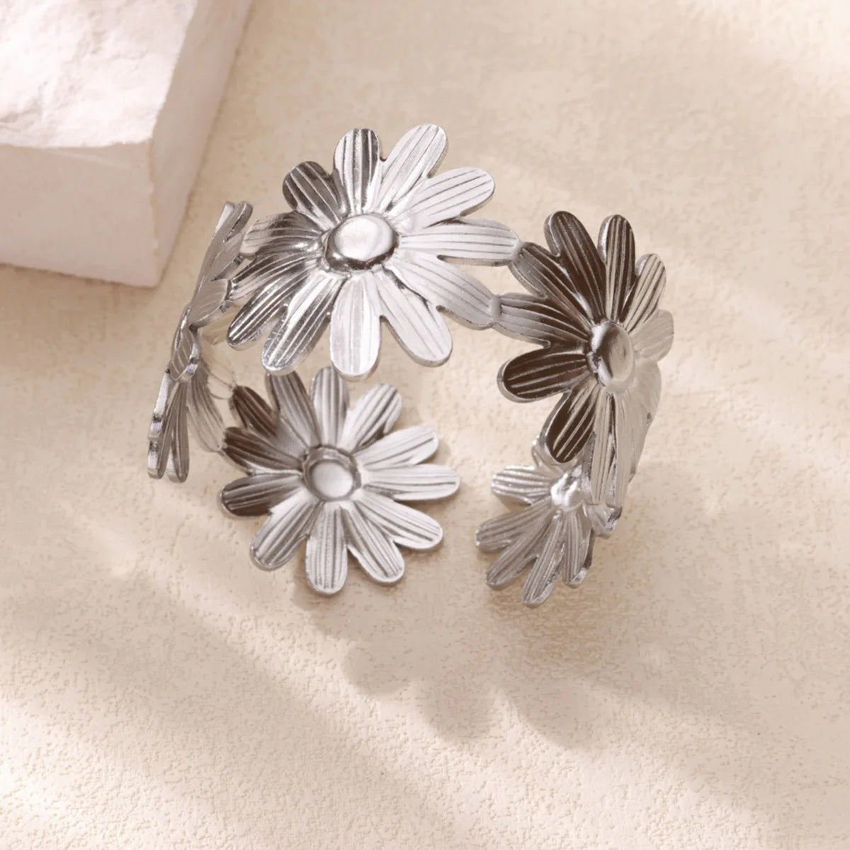Stainless Steel Bracelet For Women Men Aesthetic Flower Leaf Bangle Opening Gold Color Geometric Bangles Bracelets Femme Jewelry